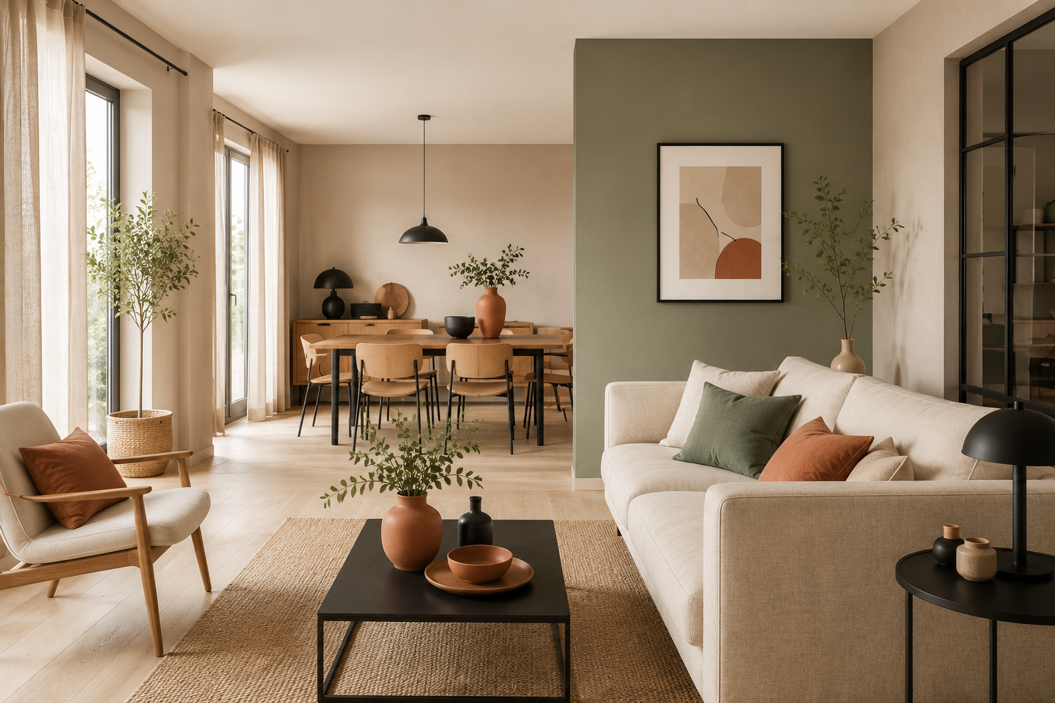 Harmonies couleurs, matériaux et mobilier